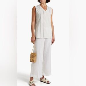 NWT FABIANA FILIPPI Women's White Striped Embellished Sleeveless Tunic Size 3XL